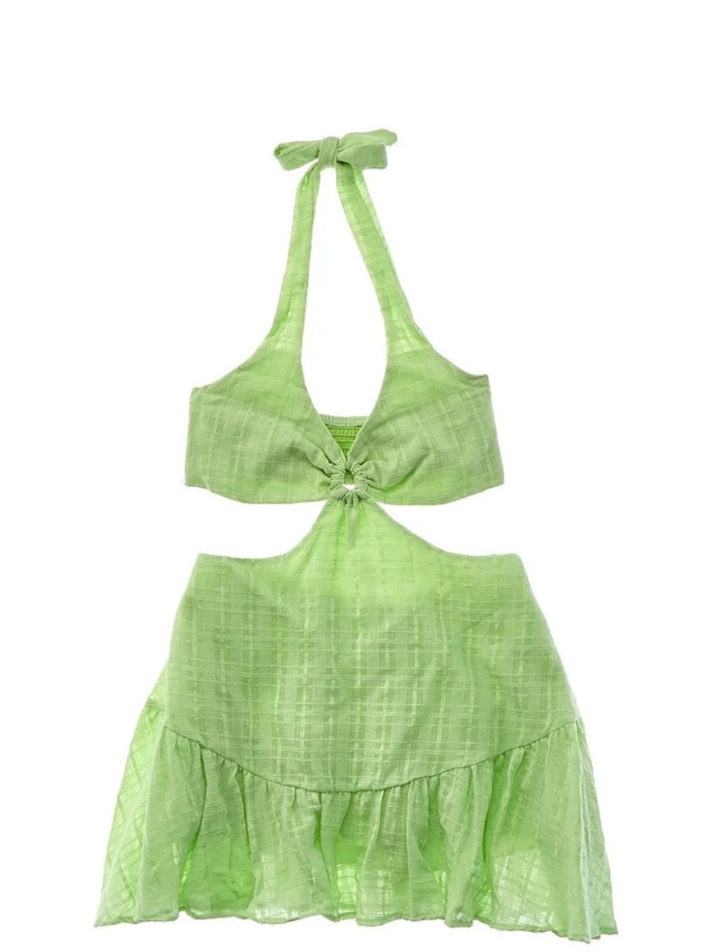 Peixoto Bright Green Halter Cutout Mini Dress